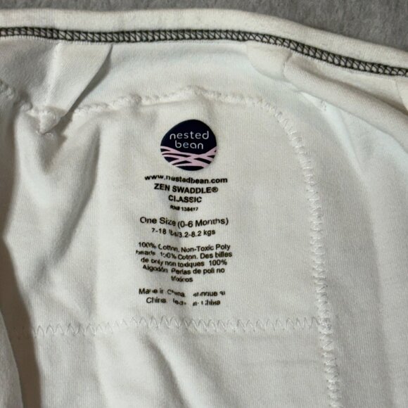 Nested Bean Zen Swaddle Classic Baby ONE SIZE 0-6 Months 7-18 lbs Weighted White - Picture 3 of 6